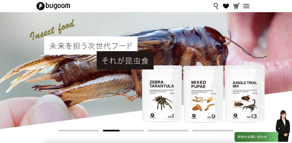 bugoom（バグーム）日本の食用コオロギの販売サイトやブランドのホームページ画像